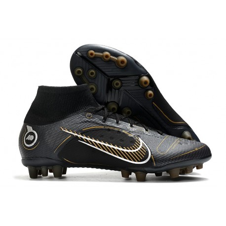 Nike Mercurial Superfly 8 Elite AG Shadow - Black Metallic Gold Metallic Silver