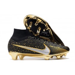 Nike Zoom Mercurial Superfly Ix Elite FG Black Silver Golden