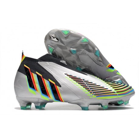 adidas Predator Edge+ FG Shoes Silver Metallic Core Black Solar Yellow