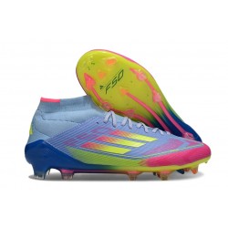 adidas F50 Elite Mid-Cut FG Cleats Celestial Victory - Blue Fusion Lucid Lemon Lucid Pink