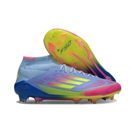 adidas F50 Elite Mid-Cut FG Cleats Celestial Victory - Blue Fusion Lucid Lemon Lucid Pink