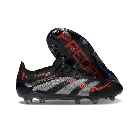 New adidas Predator Elite FG Shoes Black Grey Four Lucid Red