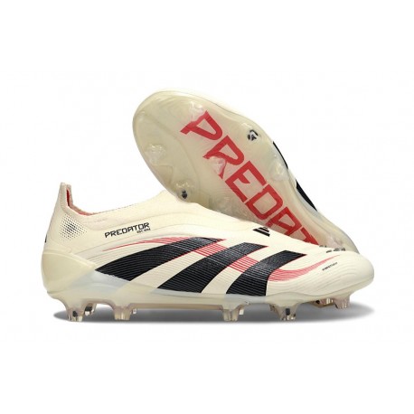 adidas Predator 25 Elite LL FG Soccer Cleat Off White Core Black Pure Ruby