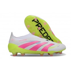 adidas Predator 25 Elite LL FG Soccer Cleat White Lucid Pink Lucid Lemon