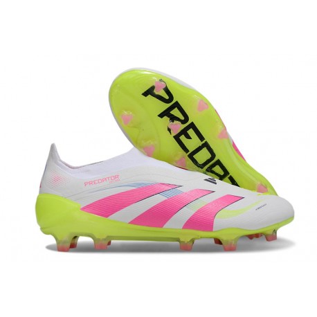 adidas Predator 25 Elite LL FG Soccer Cleat White Lucid Pink Lucid Lemon