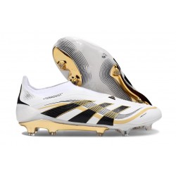 adidas Predator 25 Elite LL FG Soccer Cleat White Black Gold Met