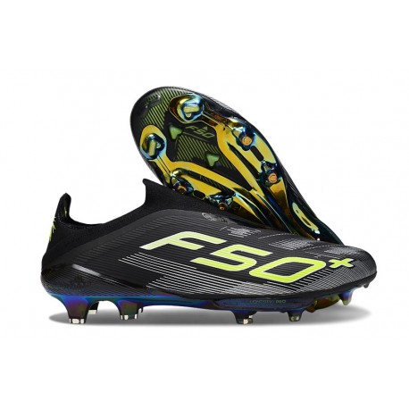 adidas F50 + FG Laceless Boots Core Black Iron Met. Lucid Lemon