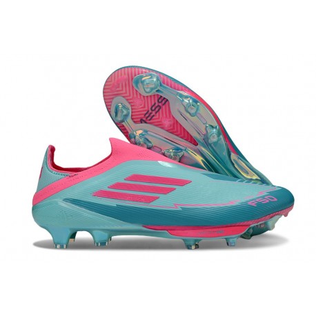 adidas F50 + FG Laceless Boots X MESSI Flash Aqua Lucid Pink Lucid Cyan