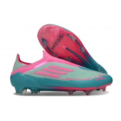 Adidas F50 Elite Laceless FG X MESSI Flash Aqua Lucid Pink Lucid Cyan