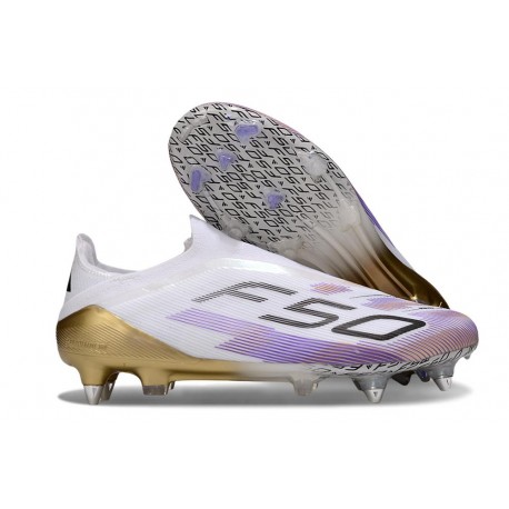Adidas F50 Elite Laceless FG White Purple Black