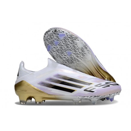 Adidas F50 Elite Laceless FG White Core Black Met Gold