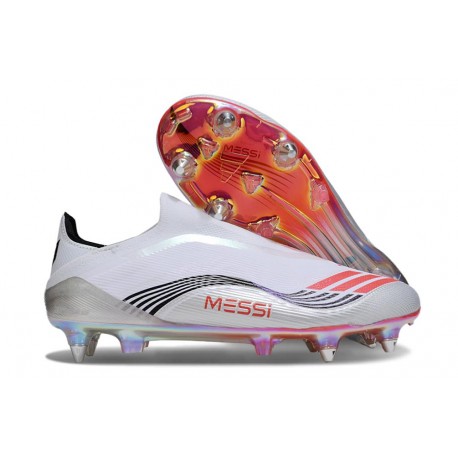 Adidas F50 Elite Laceless Sg Football Cleats X MESSI Ftwr White Lucid Red Silver Met.