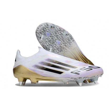 Adidas F50 Elite Laceless Sg Football Cleats White Core Black Met Gold
