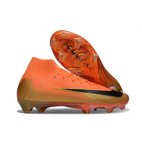 Nike Zoom Mercurial Superfly 10 Elite FG Boots Orange Black Gold
