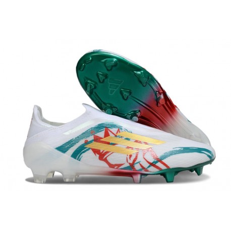 Adidas F50 Elite Laceless FG White Green Gold