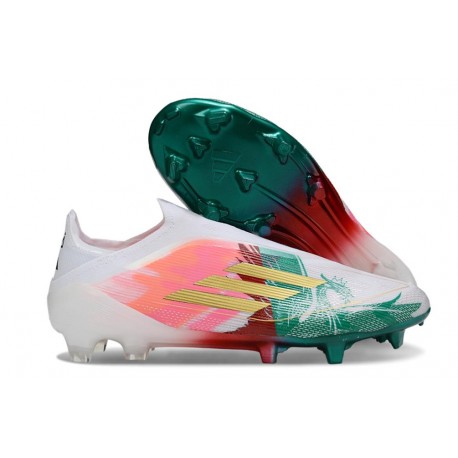 Adidas F50 Elite Laceless FG White Pink Green Gold
