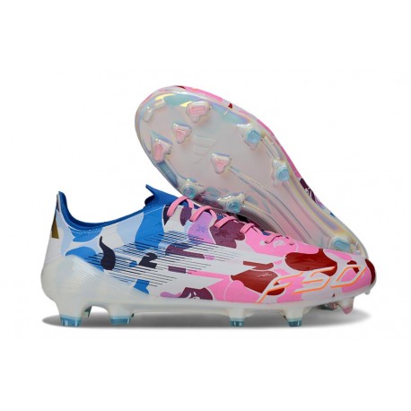 adidas F50 Elite FG Cleats White Pink Blue
