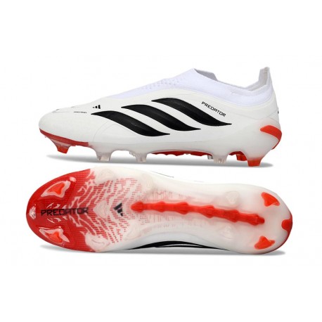 Adidas Predator Laceless FG Elite Soccer Boots White Black Red