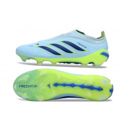 Adidas Predator Laceless FG Elite Soccer Boots Crystal Sky Ray Blue Team Solar Yellow