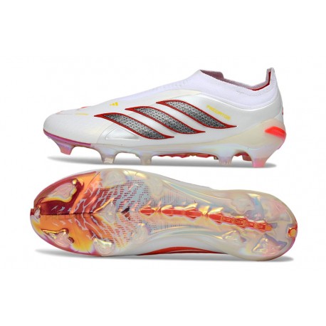 New Adidas Predator Elite LL FG Football Cleats White Crimson Black