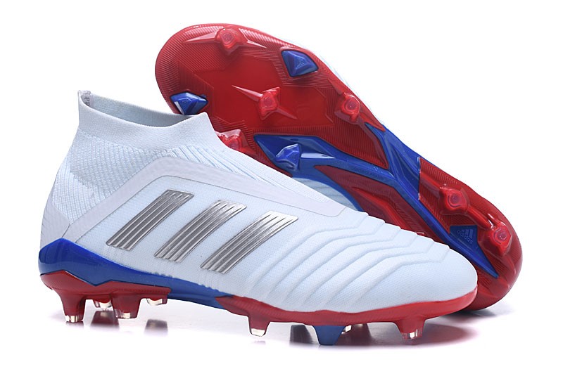 Predator Telstar 18+ FG Firm Ground Boots White Silver Red