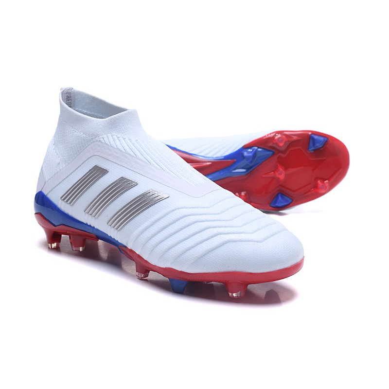 Predator Telstar 18+ FG Firm Ground Boots White Silver Red