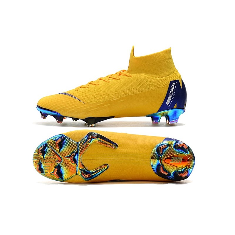 Nike 2018 Mercurial Superfly VI Elite FG Football Boots - Yellow Blue