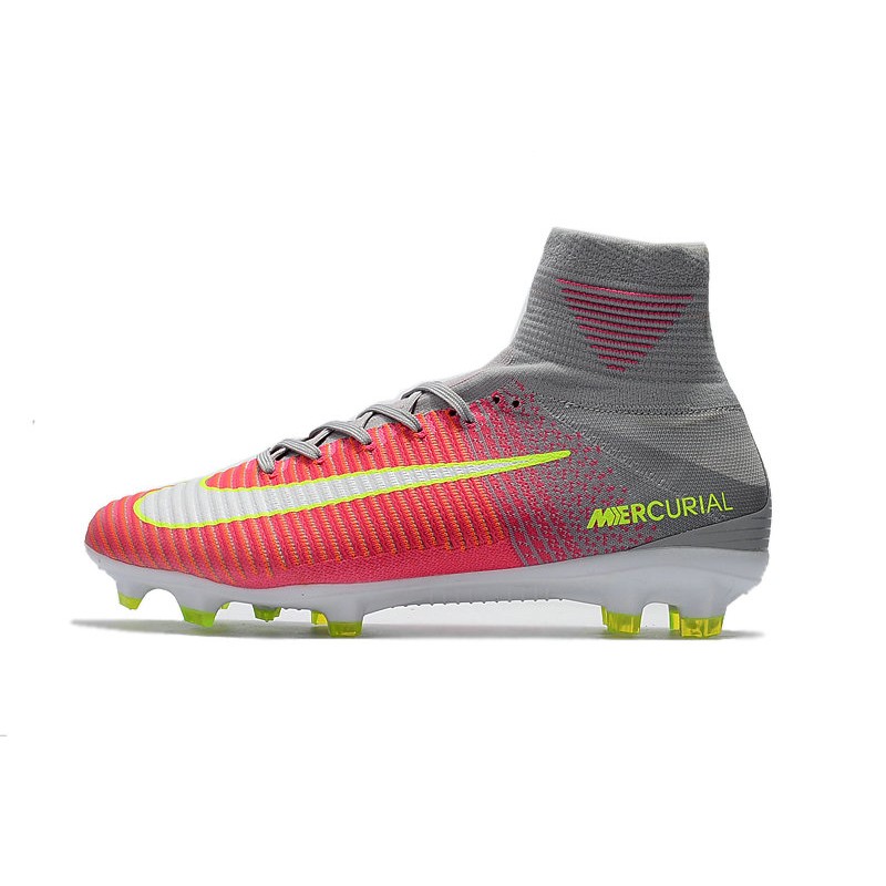 Nike Mercurial Superfly V FG Soccer Cleats - Pink Grey