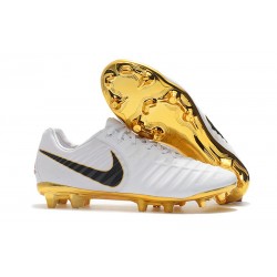 Nike Tiempo Legend VII FG K-Leather Soccer Cleats - White Gold Black