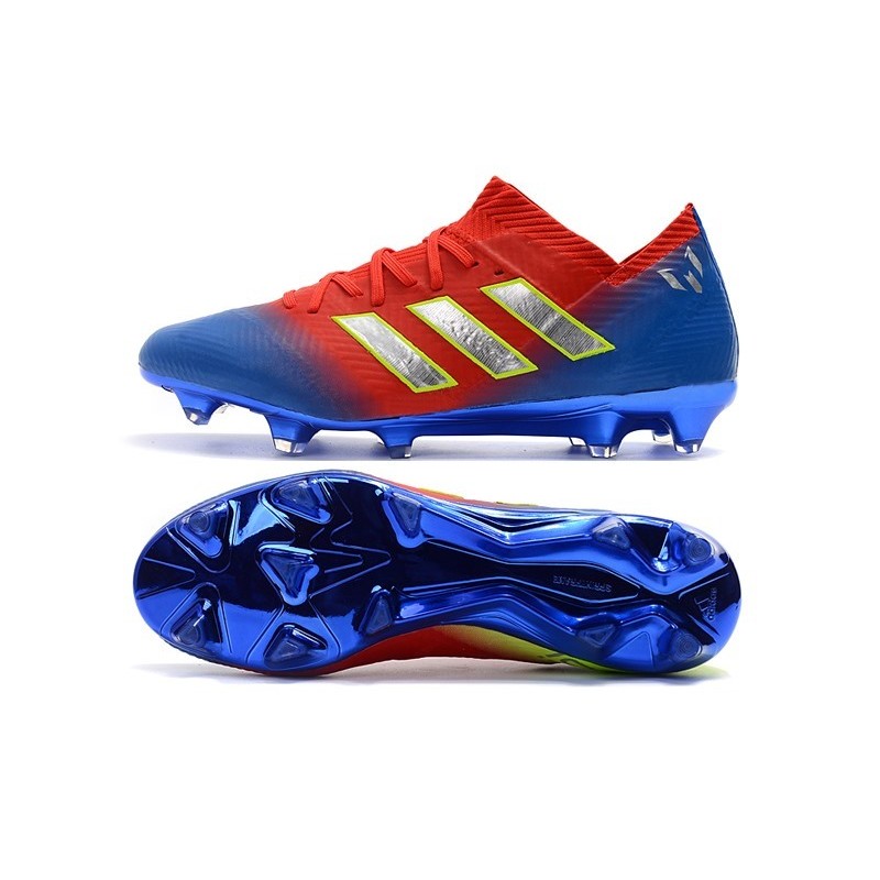 World Cup adidas Nemeziz 18.1 Messi FG Soccer Cleats - Red Blue Silver