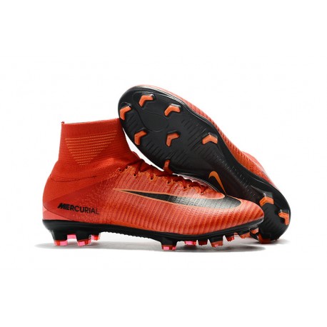 Mercurial Superfly 5 FG Firm Ground Boots - Red Black