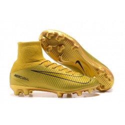 Nike Mercurial Superfly 5 Ronaldo CR7 FG Firm Ground Boots - Golden