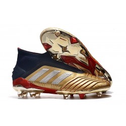 New adidas Predator 19+ FG Soccer Boots - Golden Silver Red