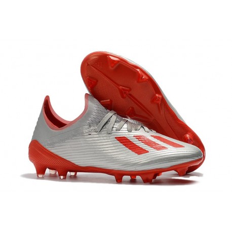 adidas X 19.1 FG Firm Ground Soccer Cleats Silver Metallic Red