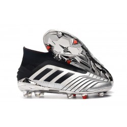 New adidas Predator 19+ FG Soccer Boots - Silver Black
