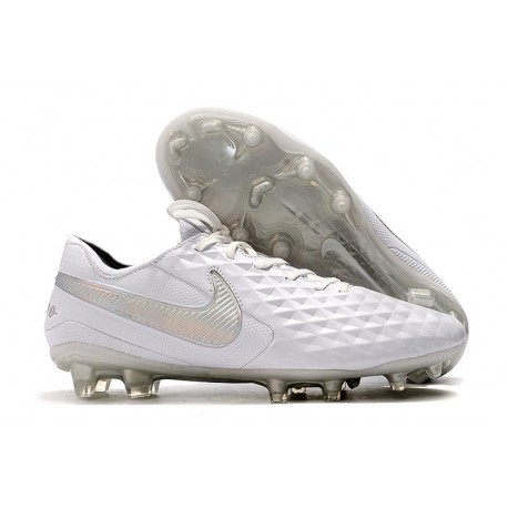 Nike Tiempo Legend 8 FG Leather Cleat - White Pure Platinum Wolf Grey