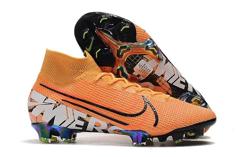 orange and white cleats