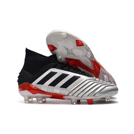 New adidas Predator 19.1 FG Firm Ground Boots - Silver Black Red