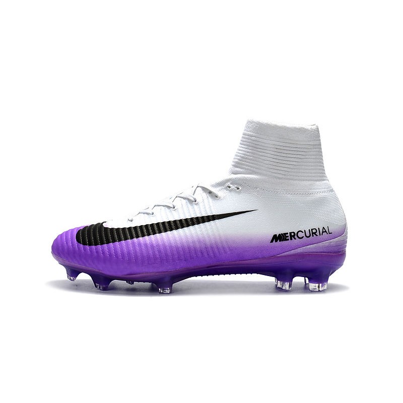 purple and white cleats