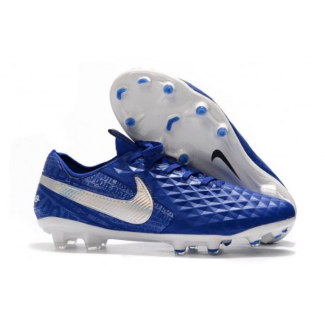 Nike Tiempo Legend 8 FG Leather Cleat - Hyper Royal White