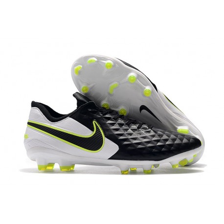 Nike Tiempo Legend 8 FG Leather Cleat - Black White Volt