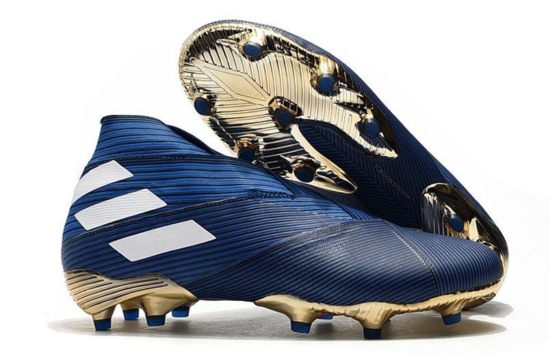 blue and white adidas soccer cleats