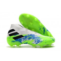 adidas Nemeziz 19+ FG Soccer Cleat White Green Blue