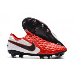 Nike Tiempo Legend 8 FG Leather Cleat - Red White Black
