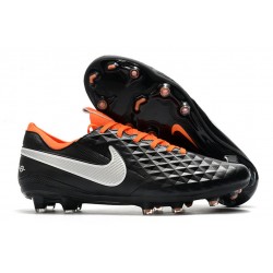 Nike Tiempo Legend 8 FG Leather Cleat - Black White Orange