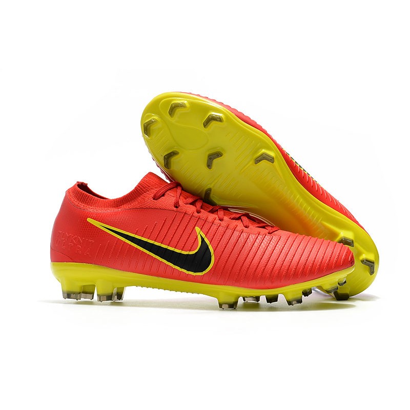 Nike Vapor Flyknit Ultra FG Firm Ground Boots - Red Yellow