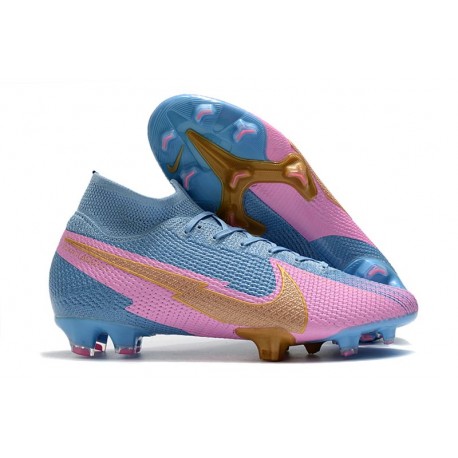 New Nike Mercurial Superfly VII Elite FG Blue Pink Gold