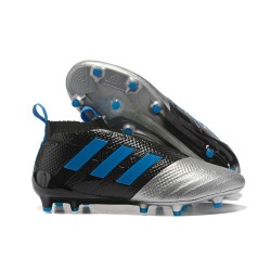 adidas ACE 17+ Purecontrol FG Soccer Cleats - Black Silver Blue