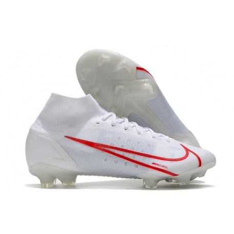 Nike Mercurial Superfly VIII Elite FG Cleats White Red
