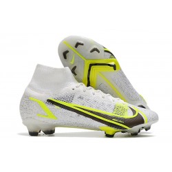 Nike Mercurial Superfly VIII Elite FG Cleats White Black Metallic Silver Volt